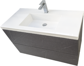 Голям шкаф за баня сив мат с бяла мивка Siena 100 Concrete W